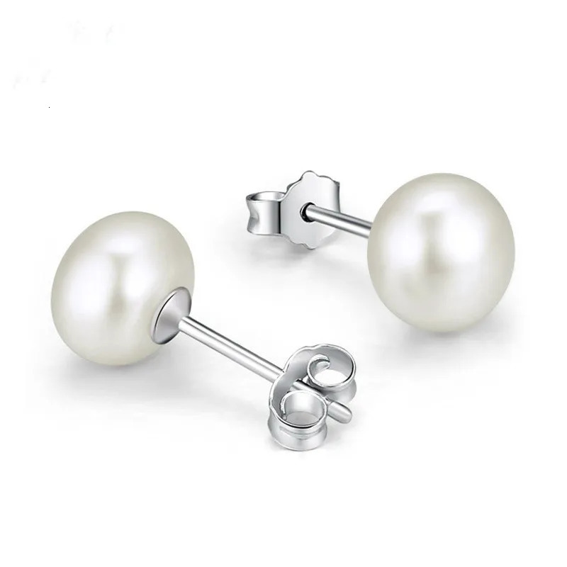 Buyee 925 Sterling Silver Simple Bead Earring 8mm Natural Freshwater Pearl Sweet Earring for Woman Fashion Fine Jewelry Earring 250805