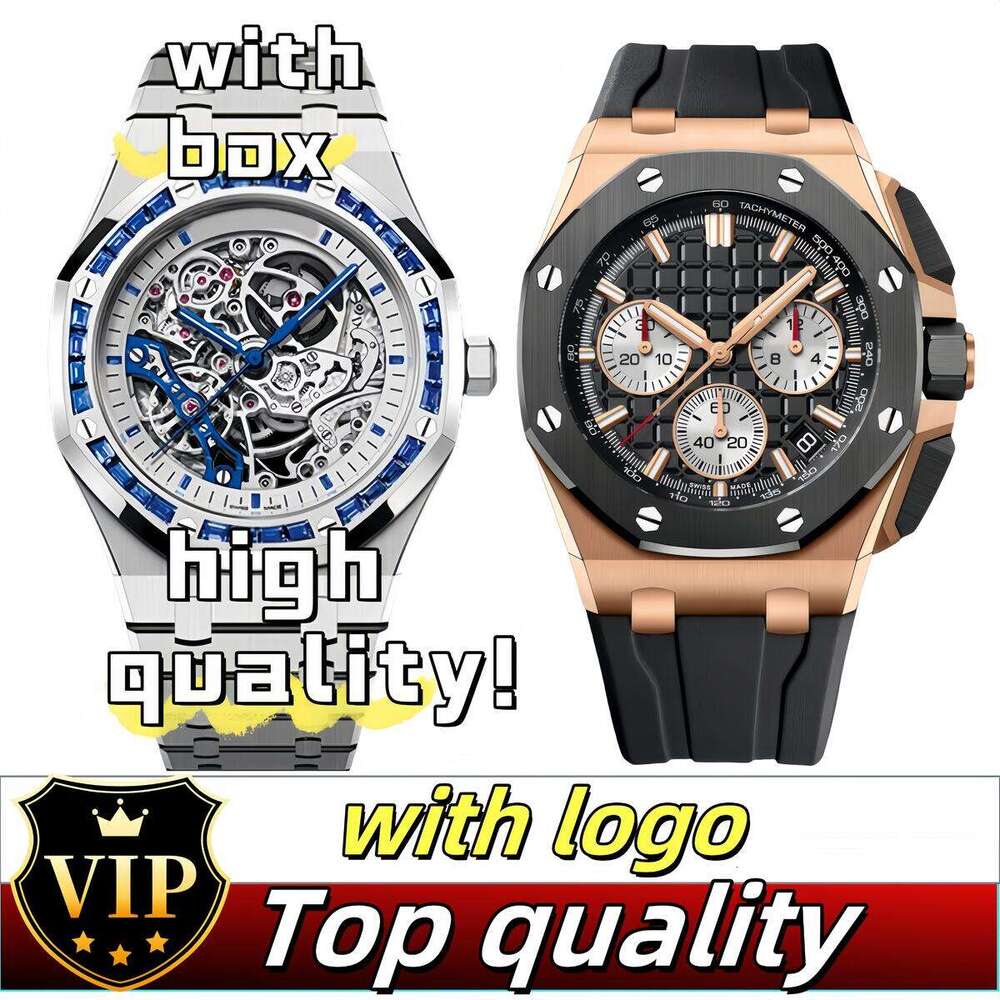 Designer Audemarely Watch AAA High Quality Skeleton Watch Full Stainless Steel Face Wrist Watch Chronograph Luxury Mens Watch Man Mens Automatic/quartz Movement