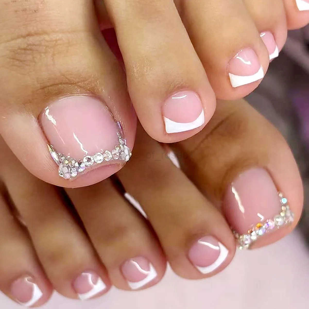 24Pcs False Toes Nails French Square Nude Color Natural Fake Toe Nails Feet Nail Tips Artificial Press On Toenails for Women 2025 Z250807