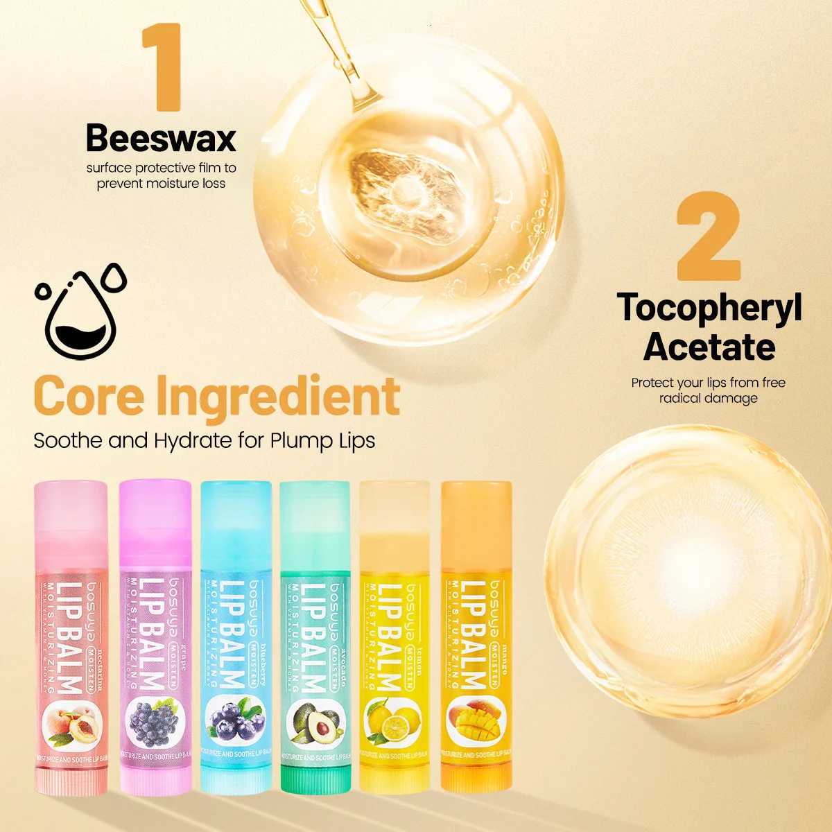 6Pcs Fruit Series Lip Balm Set Honey Vitamin E Moisturizing Repair Anti-Cracked Non-sticky Lip Balm for Lips Skin CareXJ250807