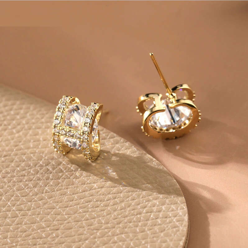 Korean Dongdaemun Elegant Women's Small Style Light Micro Inlaid Zircon High-end Sense Letter H Stud Earrings