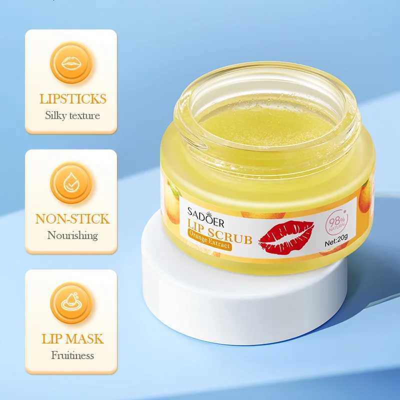 SADOER Fruit Lip Scrub Cream Moisturizing Lips Plumper Hydrating Nourishing Avocado Orange Strawberry Lip Mask LipstickXJ250807