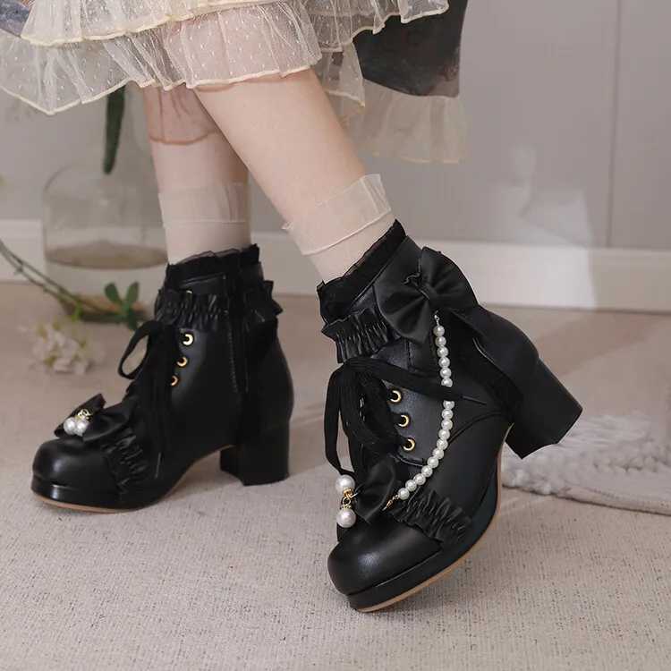 Sweet Princ Boots Womens ort Boots Lolita oes Low Heel Thi Heel Fai Boots Round Toe Rubber OutsoleXJ250807