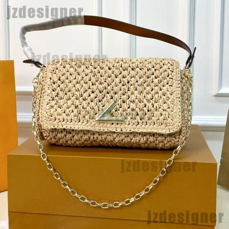Raffi Grass Woven Chain Crossbody Bag Designer Straw Bag Luxury Bag Shoulder Bag Pochette Ladies Fashion Woman Handbags Tote Bag Underarm Bag Wallet Purses Sling Bag
