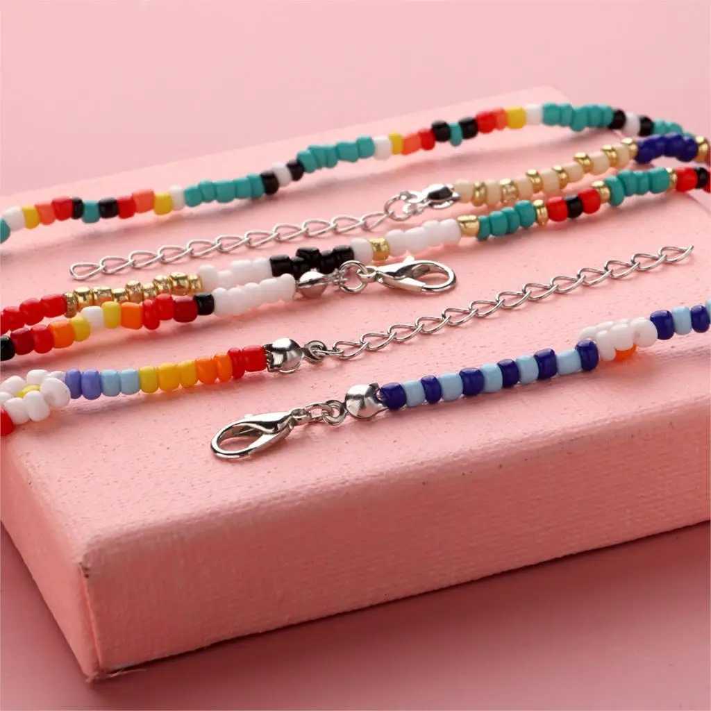 Bohemian Flower Daidy Colorful Beads Anklets For Women Party Adjustable On Leg Foot Summer Beach Jewelry Gifts Y250805