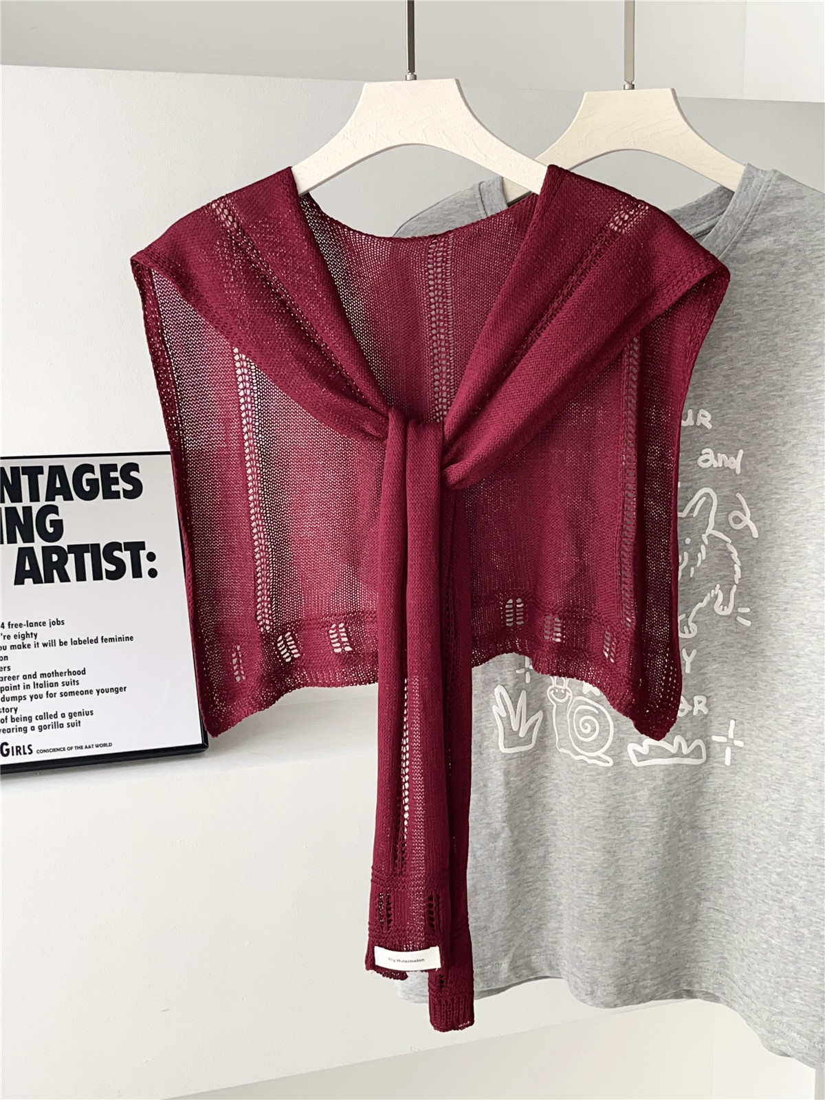 K1611 Ice silk hollow knitted knotted shawl women's Korean style fashionable and versatile office air-conditioned room neck protection outer wear