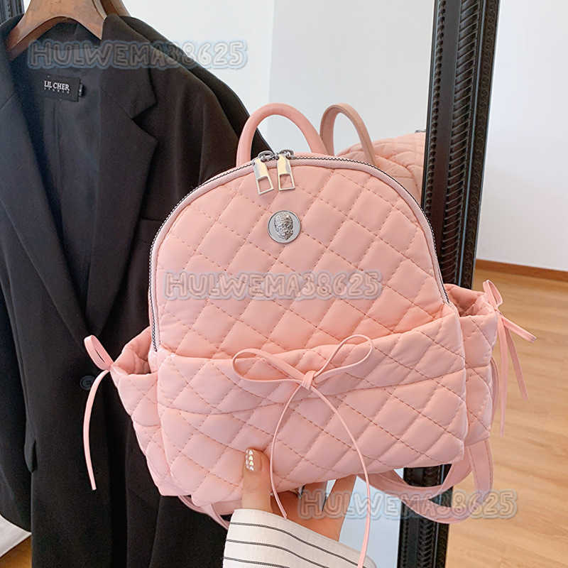 Quilted Embroidery Womens Bow Backpack 2024 Spring Summer New Versatile Casual Bag Style School Bag H250806