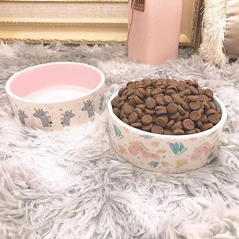 Cat Bowl Pet Feeder Supplies Are Simple Ceramic Printed Cats Eat and Drink in Bowls That Are Easy To Clean and Convenient To Eat Y250806