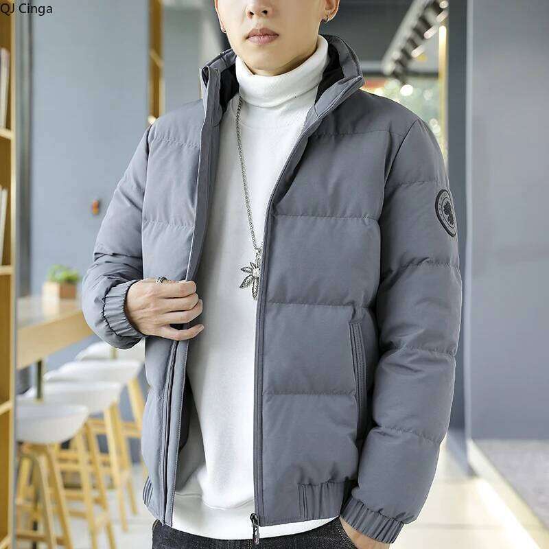 Red Men's Long-sleeved Stand-up Collar Down Jacket, New Winter Coat, Asian Sizes L-8XL, Beige, Gray, Black Parkas