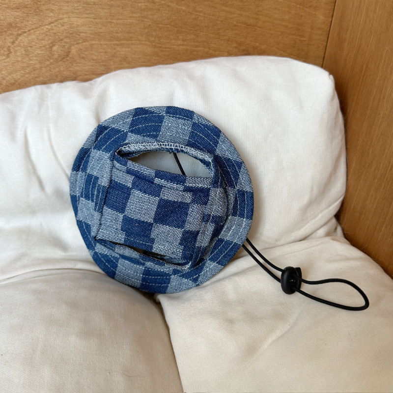 Doll Cat Fisherman Hat & Sun Hat: Summer Sun - protection Hat with Ear - exposing Design for Dogs, Denim Hat