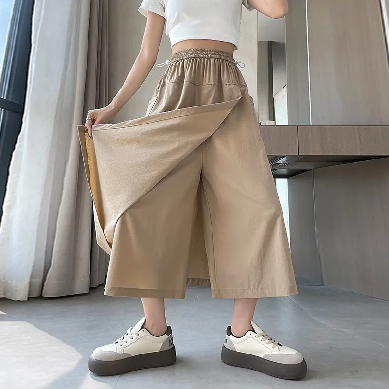Plus Size High Waist A Line Mini Skirt Wide Leg Pants Quick Dry Womens Workwear Trousers Summer Arrival plus Casua 250805