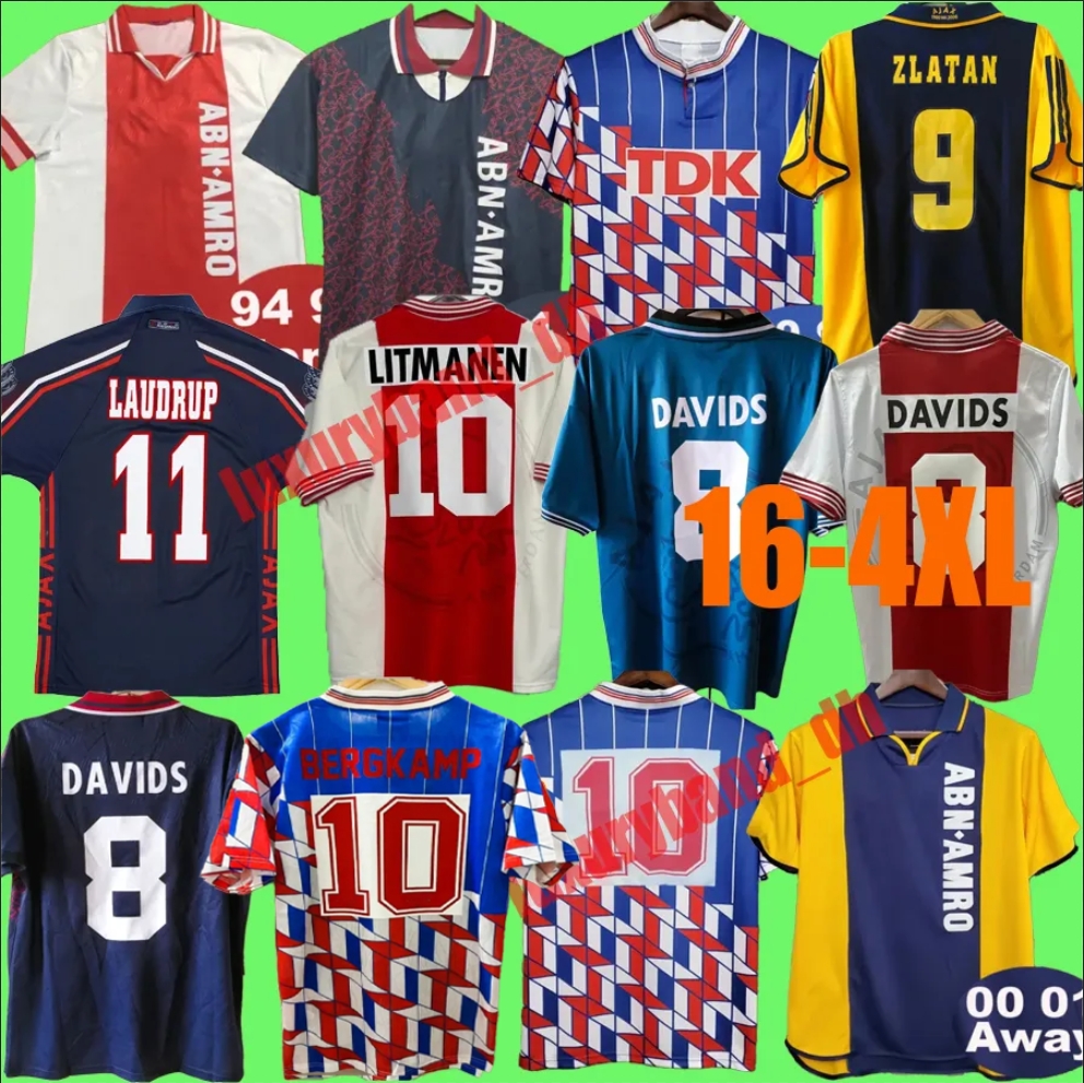 89 90 94 95 96 98 00 01 Retro ANTONY Soccer Jerseys Home VAN DER VAART IBRANIMOVIC SEEDORF BERGKAMP KLUIVERT RIJKAARD DAVIDS BLIND LITMANEN retrio football shirt