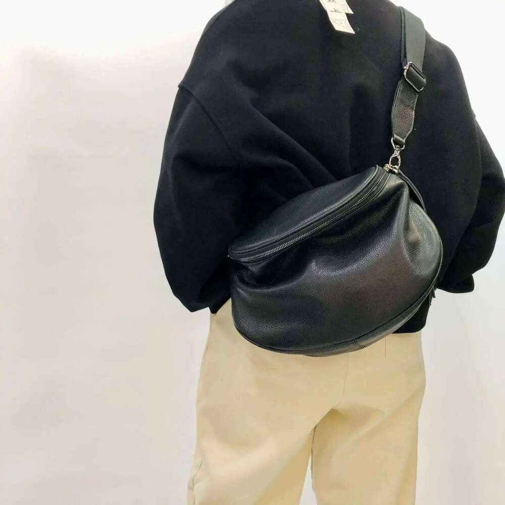 Leather Cowhide Saddle Chest Large Capacity Shoulder Crossbody Bag Canvas Purse