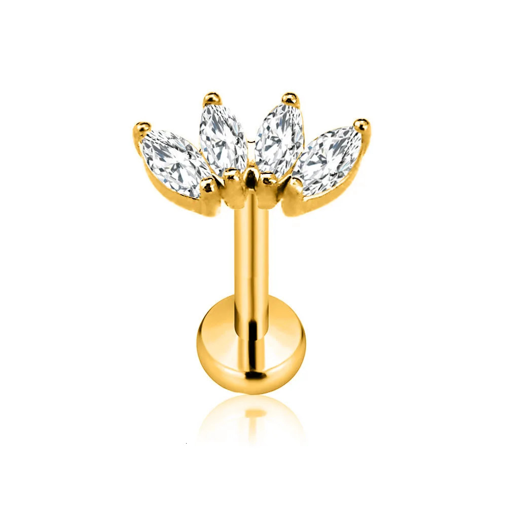 ASTM 36 G23 Flower Moon Butterfly Threadless Piercing Lightning Pin Push in Lip Stud Daith Conch Earring 16G 18G 20G 250805