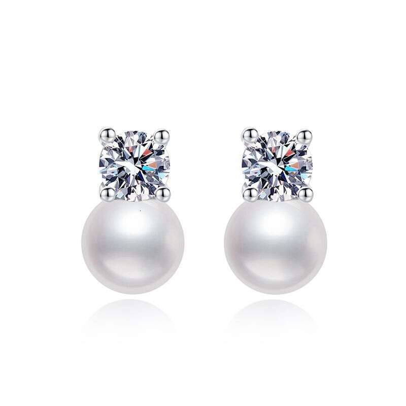 Iced Out VVS Natural Freshwater Pearl Elegant Versatile D Color Moissanite Earrings for Women