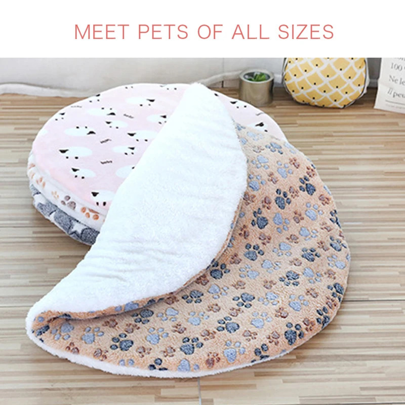 Soft Pet Dog Mat Bed Sofa Cushion Cotton Washable Round Pet Blanket Double-sided Warm Sleeping Beds For Small Medium Dogs Cats 250804