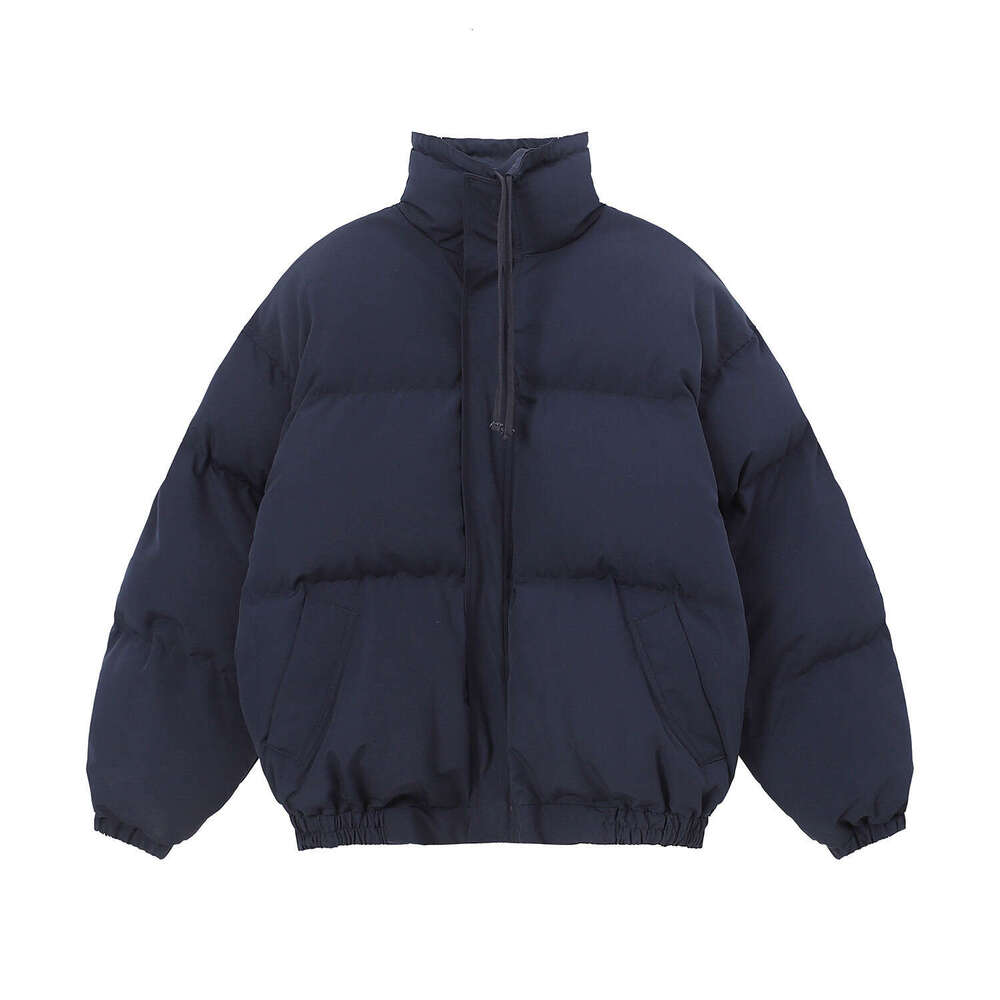 Men's Clothing Trendy Brand Double Line Stand Up Collar Thickened High Street Couple Cotton Bread Jacket