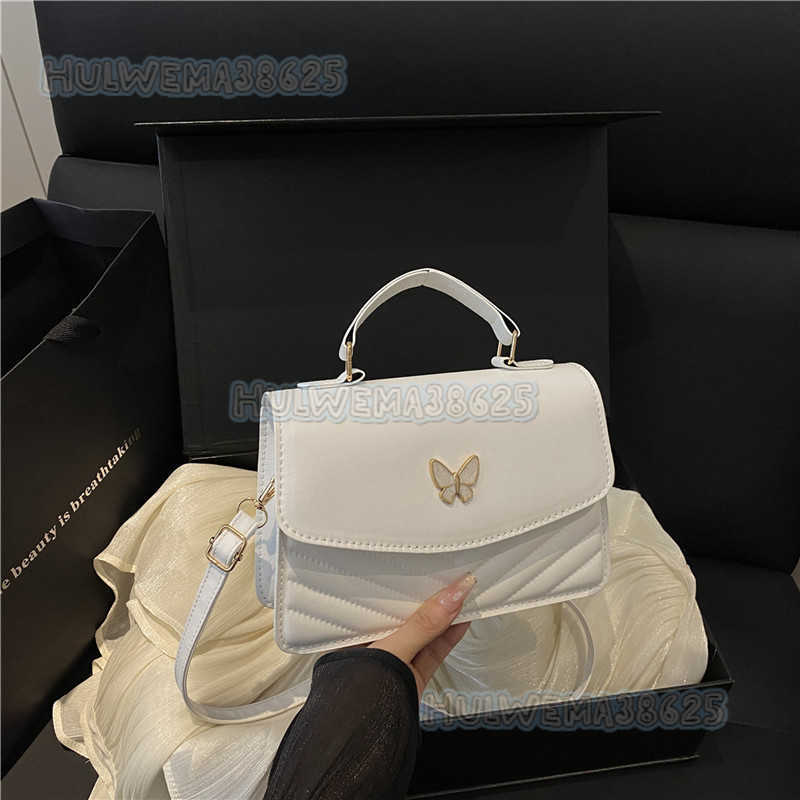 2025 Trendy Casual Textured Small Bag for Women New Elegant Butterfly Niche Single Shoulder Crossbody Bag Small Square Bag H250806