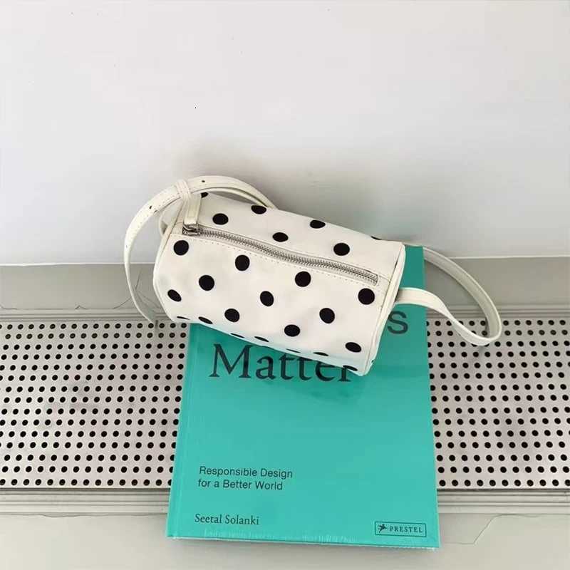 Designer Polka Dot Shoulder Bag Casual Chic Toast Handbag Women Zipper Pillow Bag Korean Style Everyday Commuter Purse White Z250807