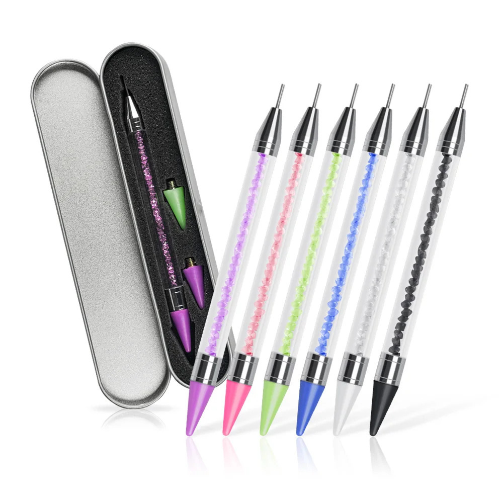 Double Head Nail Art Diamond Embroidery Drill Dot Painting Point Pen With Box Rhinestone Picker Wax Pencil Crystal Handle Tool 250805