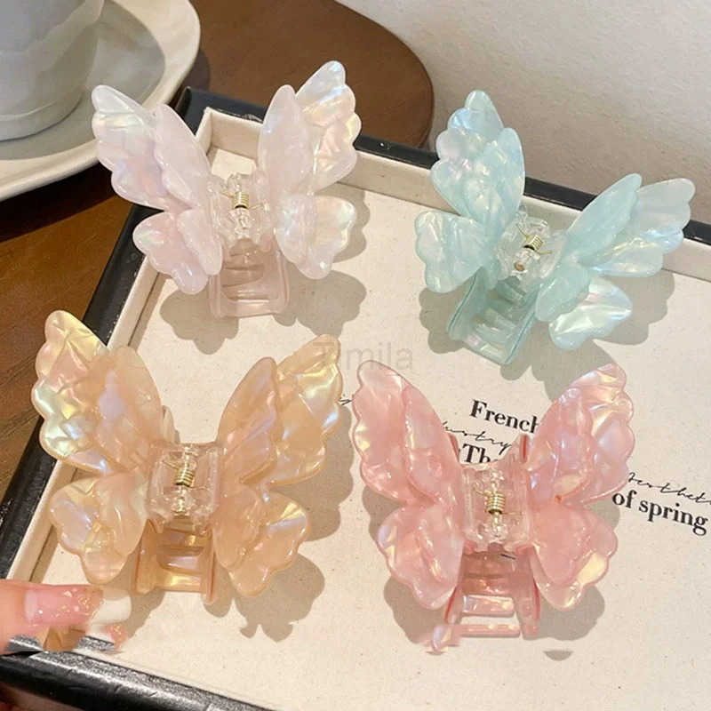 Fairy Butterfly Hair Claw Acetate Crab Hair Clip Women Sweet Princess Clip Hairpin for Girls and Women Hair Accessories U250807