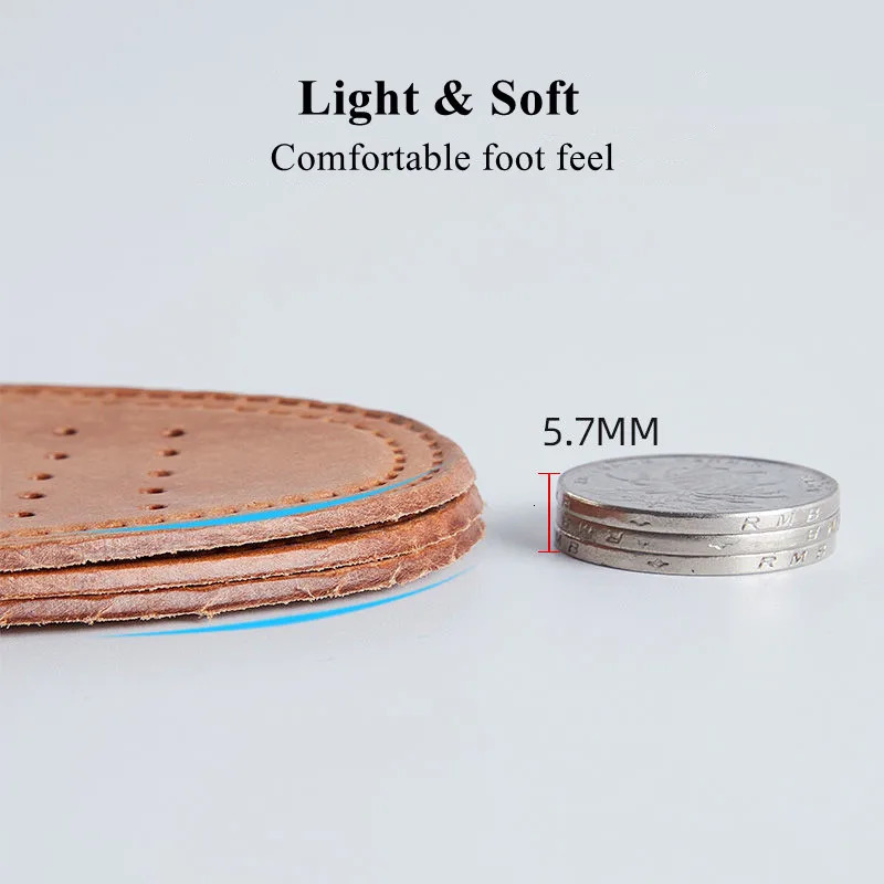 Real Cowhide Insole Leather Shoes Boots Shoe Inserts Soft Breathable -slip Template Shock Absorbing Insoles Sole 250805