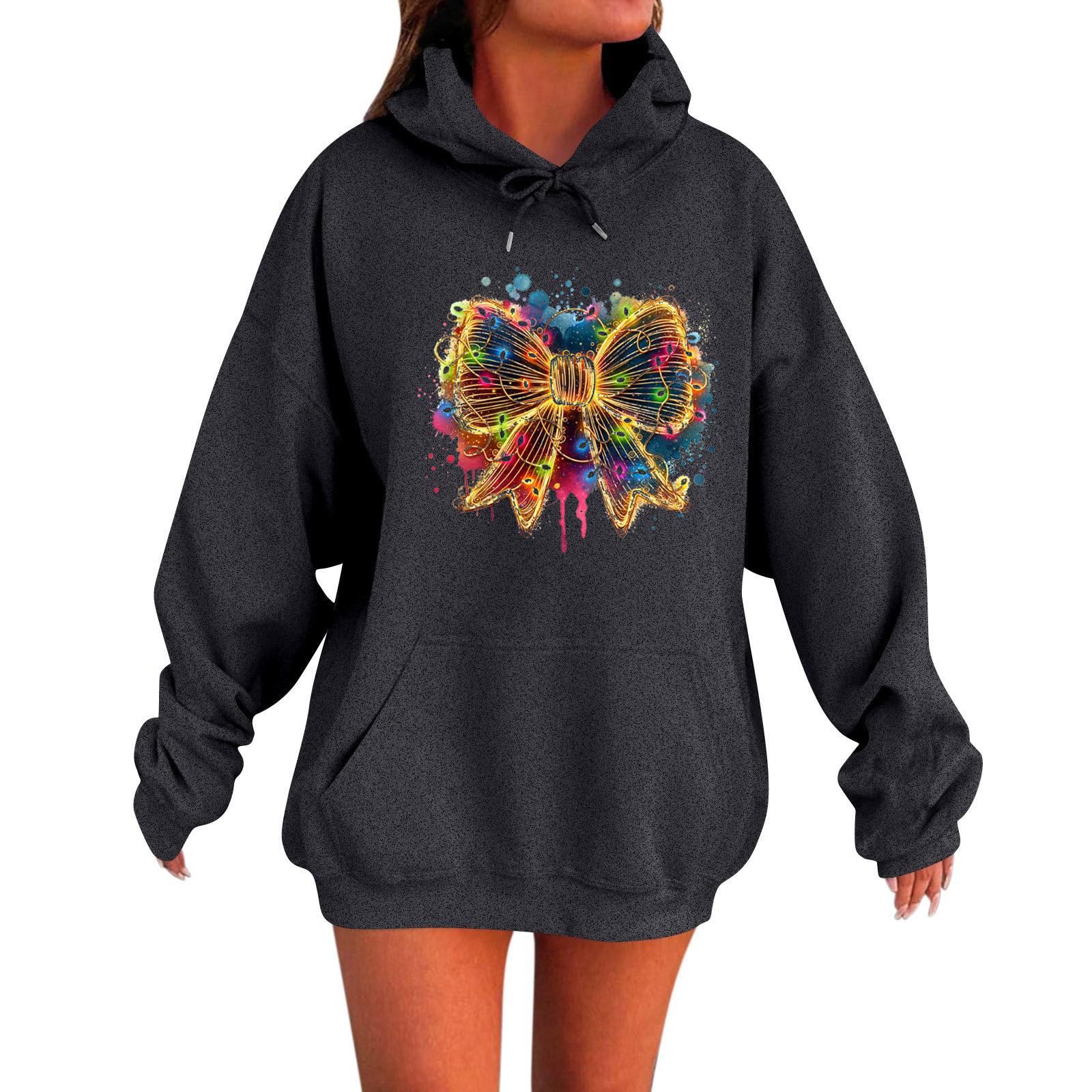 Free Shipping Designer Hoodie For Spring 2025, New Amazon Style Butterfly Bow Letter Printed Fashionable Men's And Women's Hooded Sweatshirt