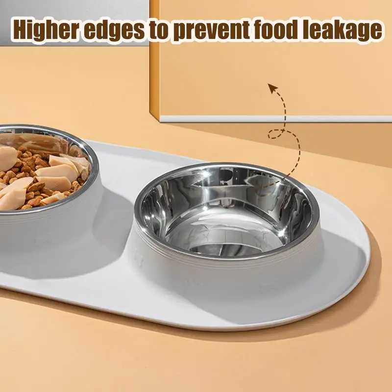 Dog Food Bowl Feeding Dishes With Mats Silicone Anti-Slip Waterproof Bowl For Dog Feeding Puppy Pet Cat Breed Daily Meals Y250806