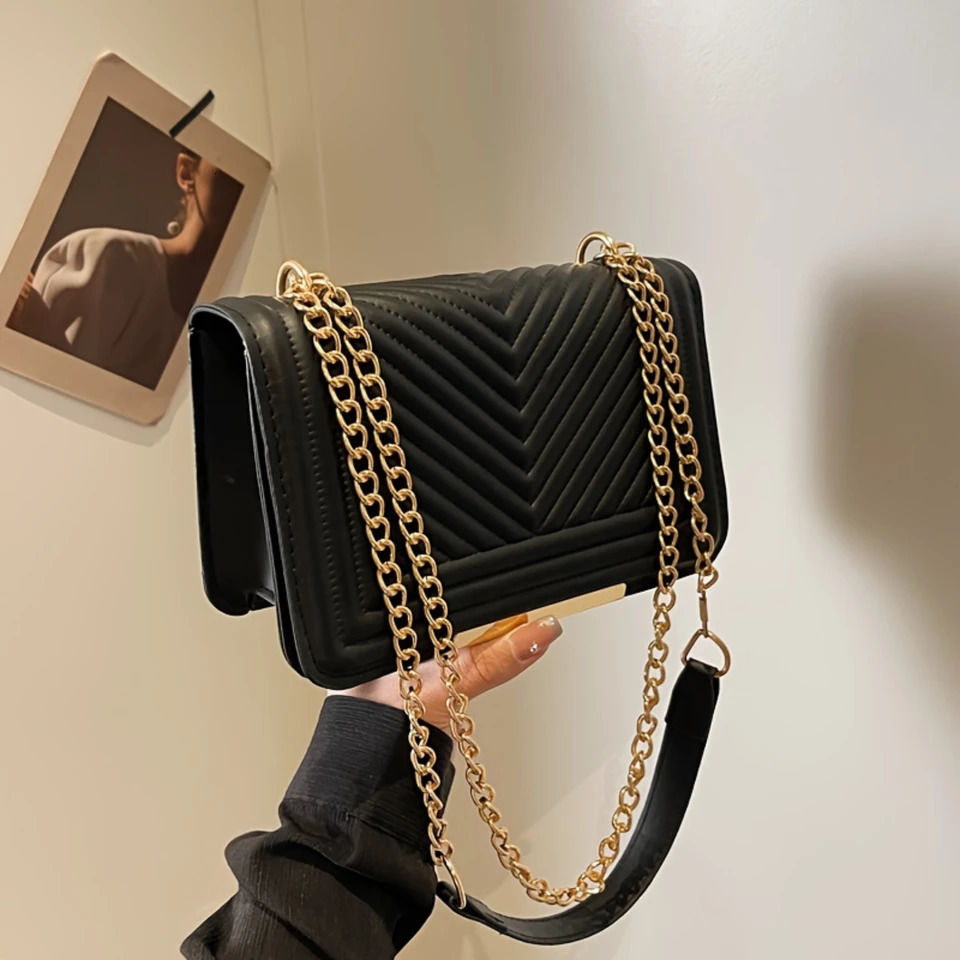 Solid Color Mini Shoulder Bag Textured Quilted Detail Flap Crossbody Bag For Women 250807