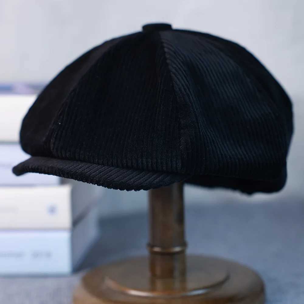 60cm Plus Size Corduroy Octagonal C Mens Trend Brand British Newsboy C Mens and Womens Vintage All-match Beret XJ250807