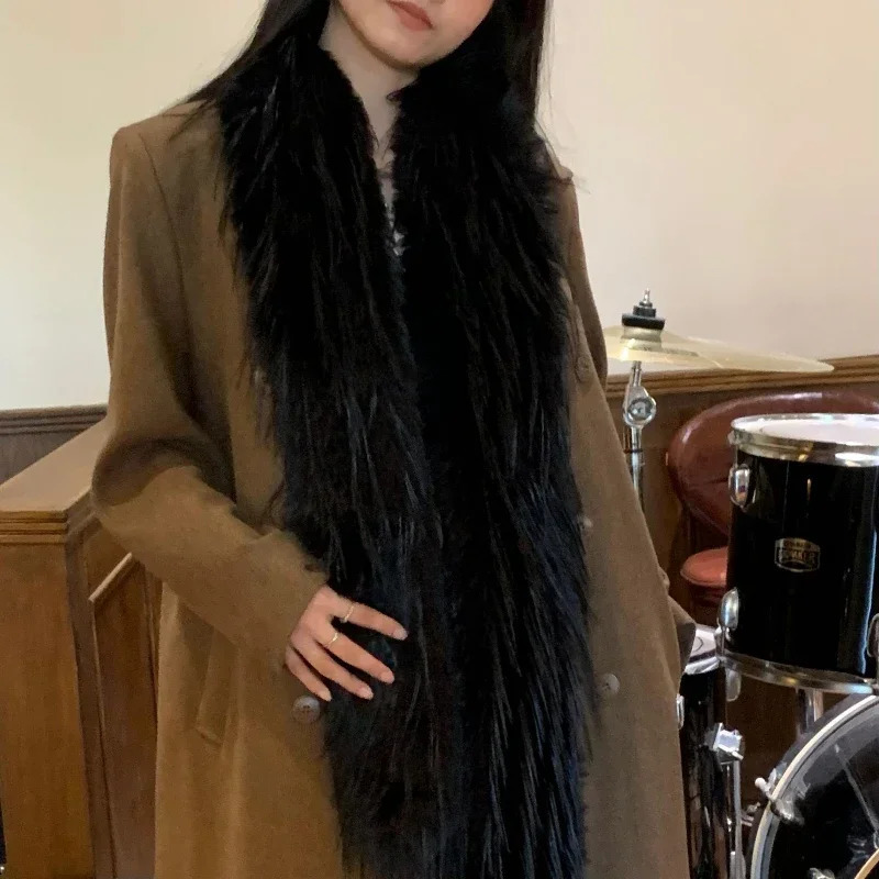 Korean er Runway Style Thick Scarf Fashionable Plush Long Strip Scarf Womens Mink Fur Y2K Girl Scarf for Warm 250806