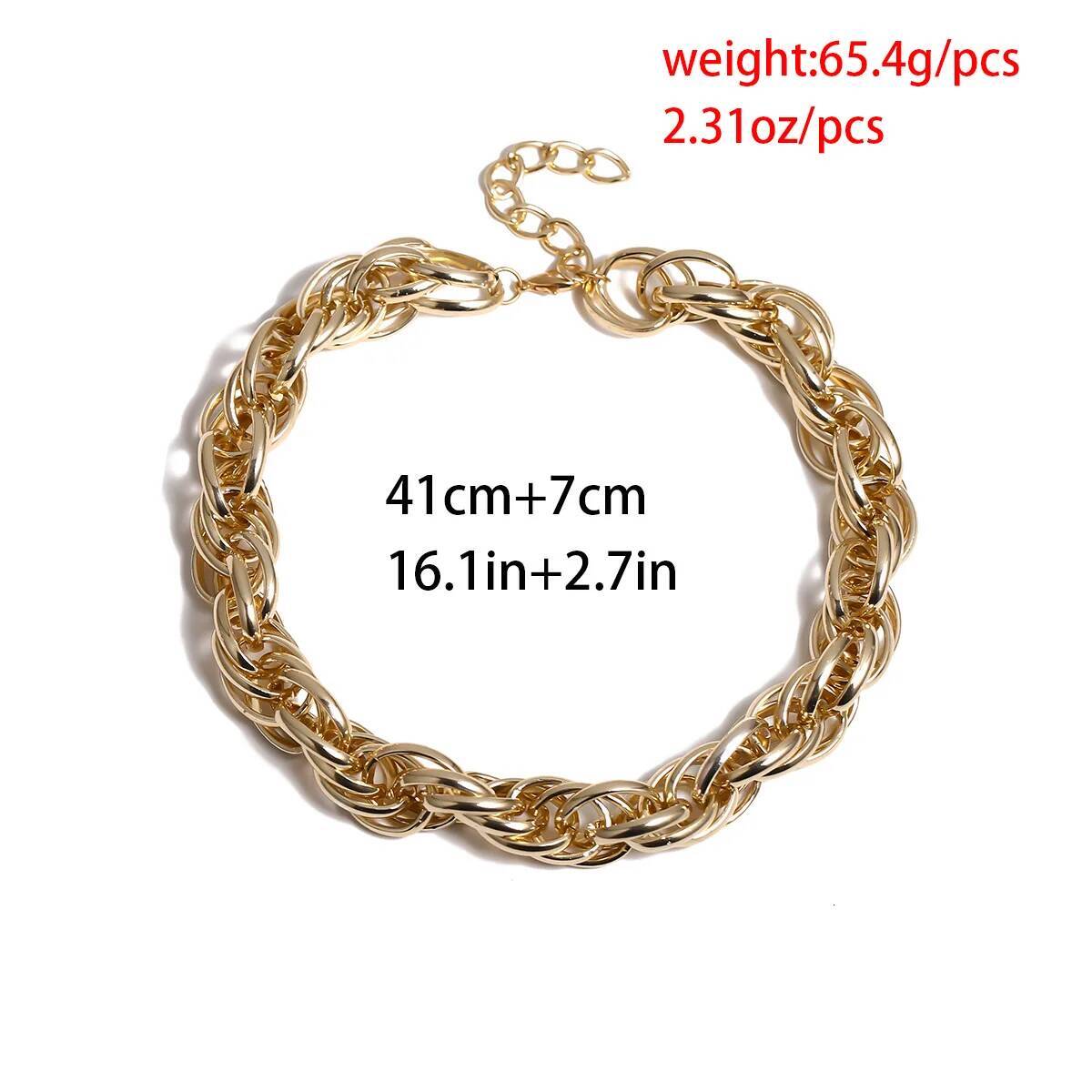 Hip Hop Coarse Gold Color Metal Clavicle Necklace Women's 2023 Punk Style Simply Twist The Necklaces Men's Fashion Jewelry Jewelry for Women