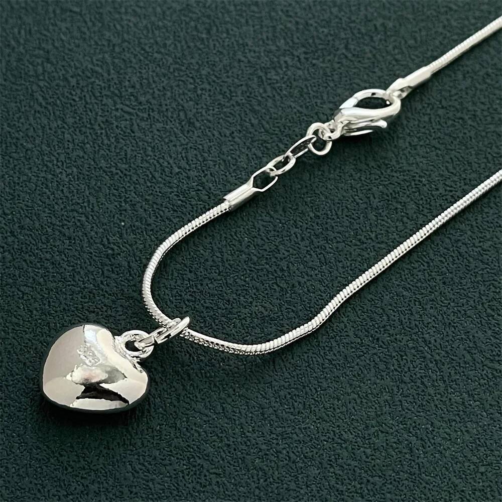 Sterling Sier Heart Pendant Necklace, Ladies Simple Banquet Wedding Festival Birthday Jewelry Gift Jewelry for Women