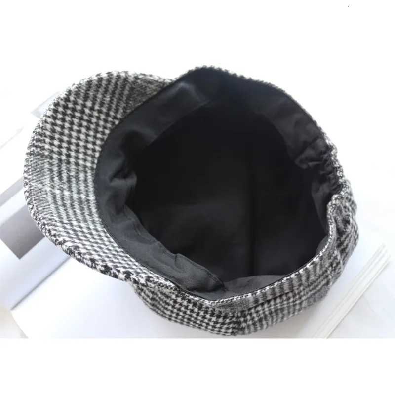 Panamawomens Houndstooth Octagonal Beret Duck Tongue Painter Hat Fashion Outdoor Elegant Retro C H114 Boina Gorras XJ250807