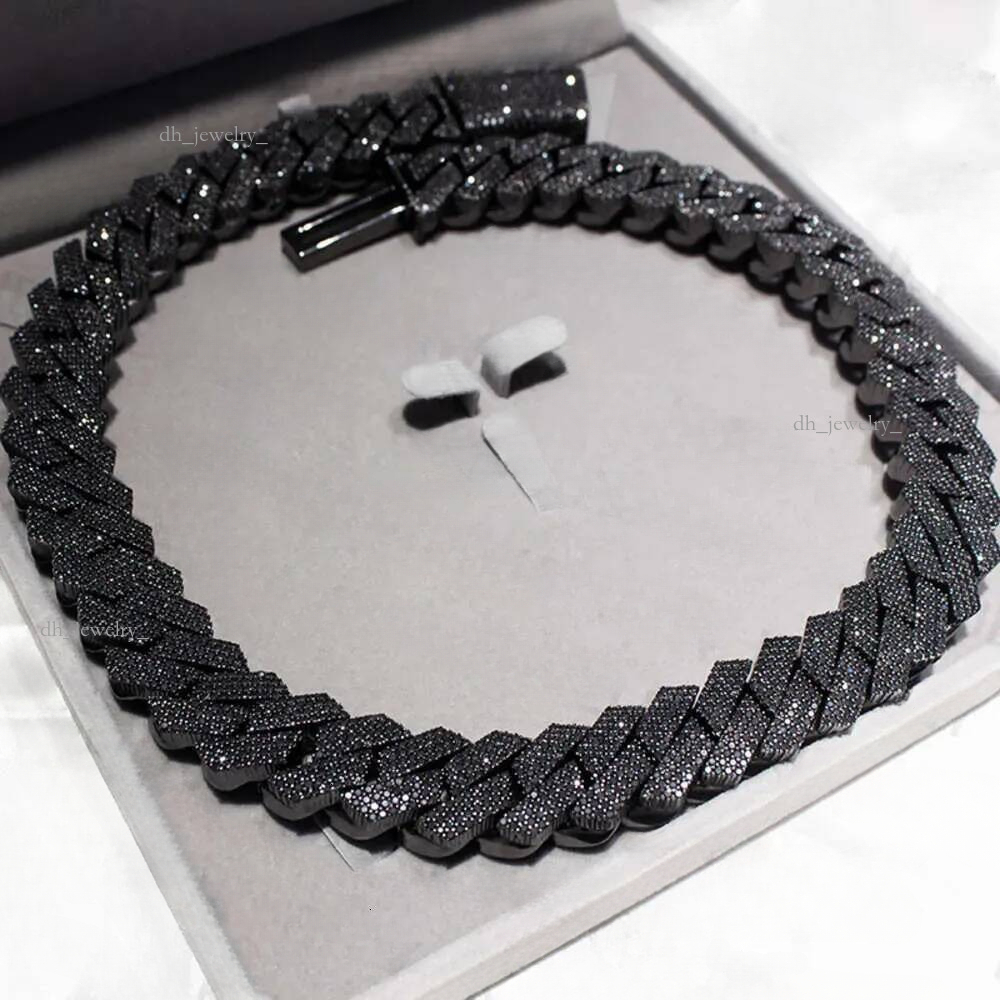 Hip Men ice out Hop Rapper Mossanite Necklace Jewelry Vvs Sterg Sier 20mm Black Dia Moissanite Cuban k Chain