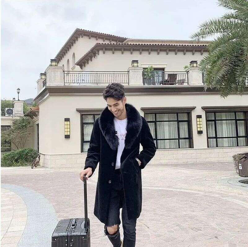 Coat Mid To Long Style Integrated Mink Fur With Thick Warm Fur, Suitable For Middle-Aged And Elderly Men's Clothing