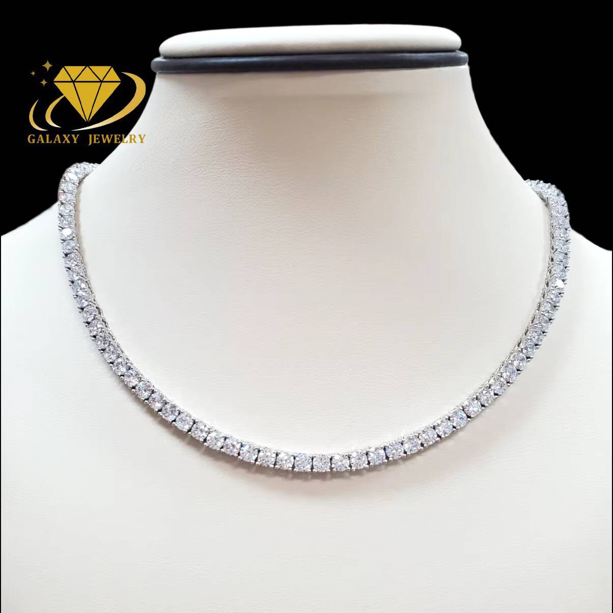 Galaxy Jewelry Wholesale Price Tennis Necklace 925 Silver Gold Plated 6.5mm Bling Moissanite Iced Out Tennis Chain