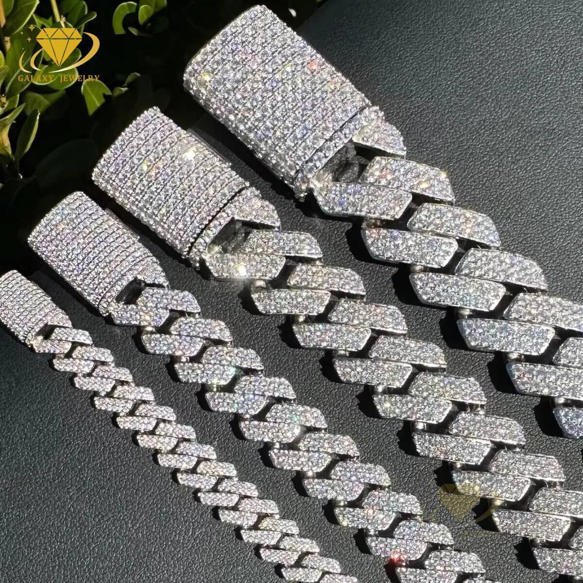 High Quality 2 Rows Prong Cuban Chain 8mm 12mm 16mm 20mm Iced Out Moissanite Cuban Bracelet Link Necklace Mens Hip Hop Jewelry