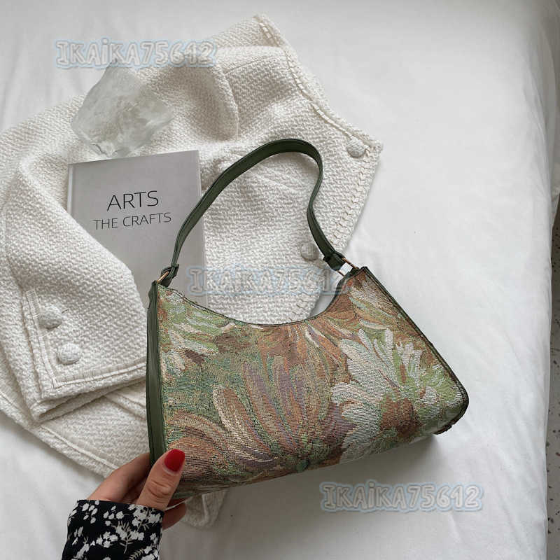 Popular Leisure Design Bag 2021 New Fashion Girl Autumn Simple Underarm Bag Oil Painting Shoulder Small Square Bag H250806