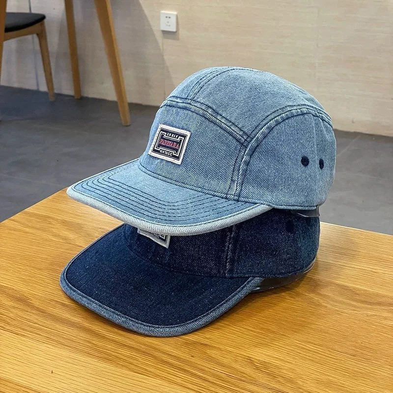 Vintage Flat Brim Denim Baseball Caps Male Women Harajuku Cap Fashion Streetwear 5 Panel Skateboard Hat casquette gorra 250730