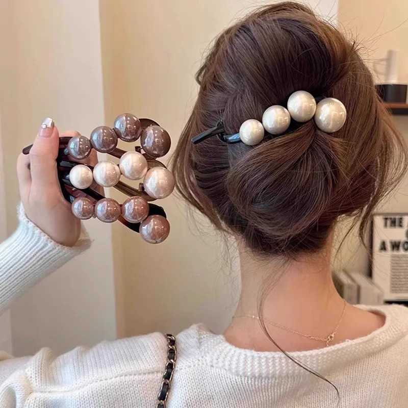 Elegant Pearls Twist Hair Clip for Women Long Hair Holder Hairpin Barrette Sweet Hair Ornament Headband Fashion Hair Accessories U250807