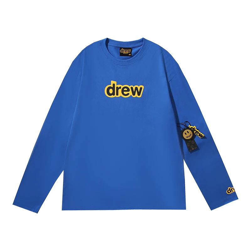 Drew House Hot Sale Mens Clothing Printing logo T shirt men's and women's Trendy and best-selling new long-sleeved
