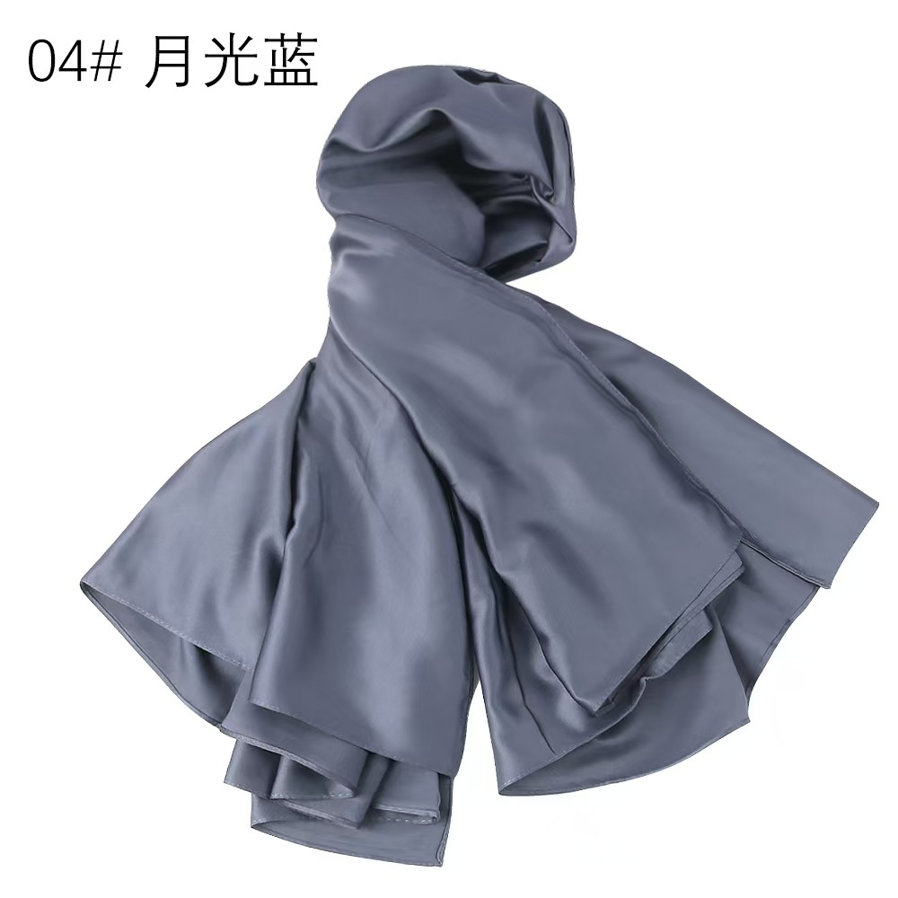 T1412 breathable soft matte silk satin solid color square scarf women's scarf