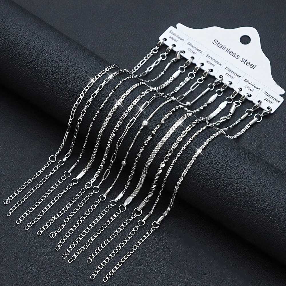 12Pcs/Set Stainless Steel Bracelet for Women Silver Gold Color Multi Style Combination Chain Waterproof Exquisite Jewelry Gift W250807