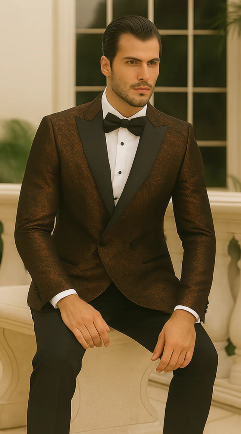 Jacquard Men Suits 1 Piece Jacket Peaked Lapel Single Breasted Wedding Groom Tuxedos Party Customized