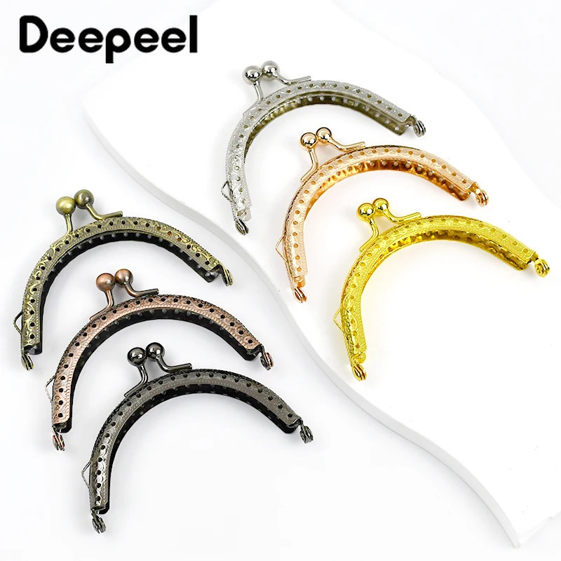 510Pcs Deepeel 8.5cm Metal Purse Frame Handle Embossed Kiss Clasps Bag Handles Hardware DIY Sewing Brackets Luggage Accessories 250807