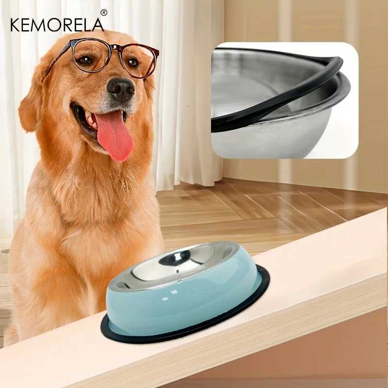 KEMORELA 16/18/22CM Durable Colorful Stainless Steel Pet Bowl for Dogs and Cats - Non-Slip Base Pet Feeding And Drinking Bowl Y250806