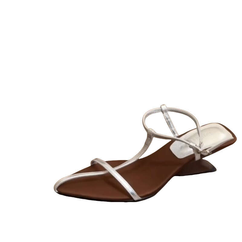 French Style Pointed Cross Strap Wedge Sandals for Women Designer Shoes 2025 Summer New Open Toe High Heel Roman Shoes