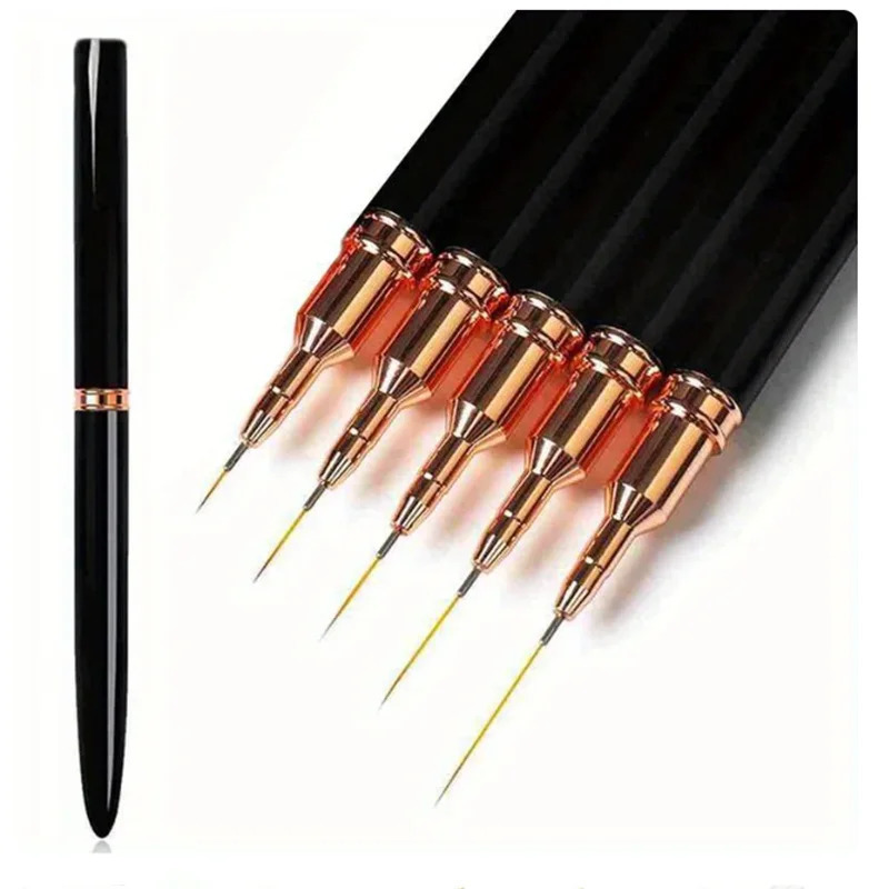 5Pcs/Set Nail Art Liner Brushes Set Elongated Lines Striping Drawing UV Gel Painting Nail Pen Professional Manicure Tool 250805