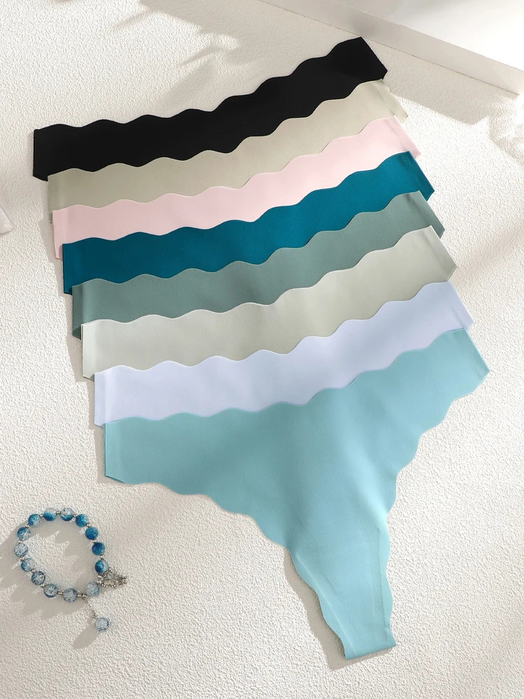 6pcs Seamless Ruffled Belt Underwear Womens UltraSoft Panties Sexy Breathable Thongs Female Low Waist Stretchy GString TBack 250807